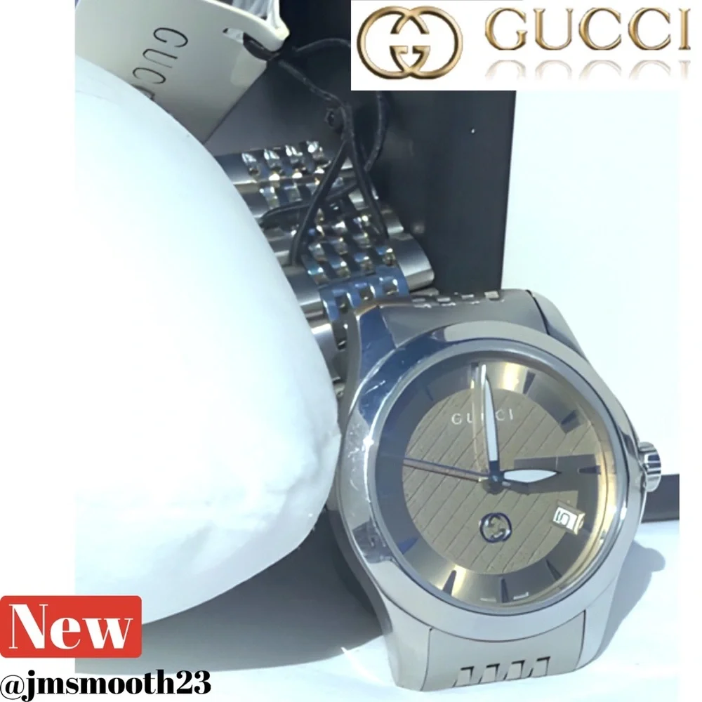 🆕 Gucci G-Timeless Stainless Steel Bracelet Watch (8.10)